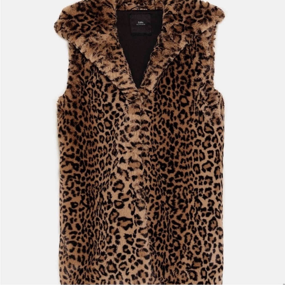 Zara - Leopard print - Faux fur hooded vest